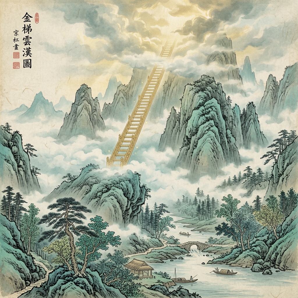 青云梯机场青绿山水高雅意境
